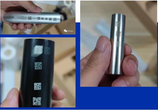 反光曲面碼，黑底白色曲面碼